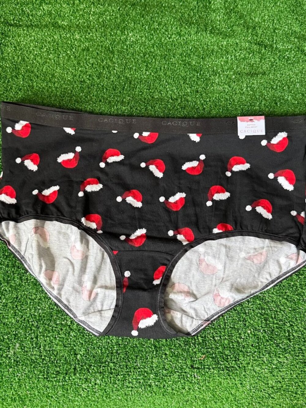 Cacique Full Brief Santa Hat Cotton Black Underwear Panty Plus Size 18/20 NWT